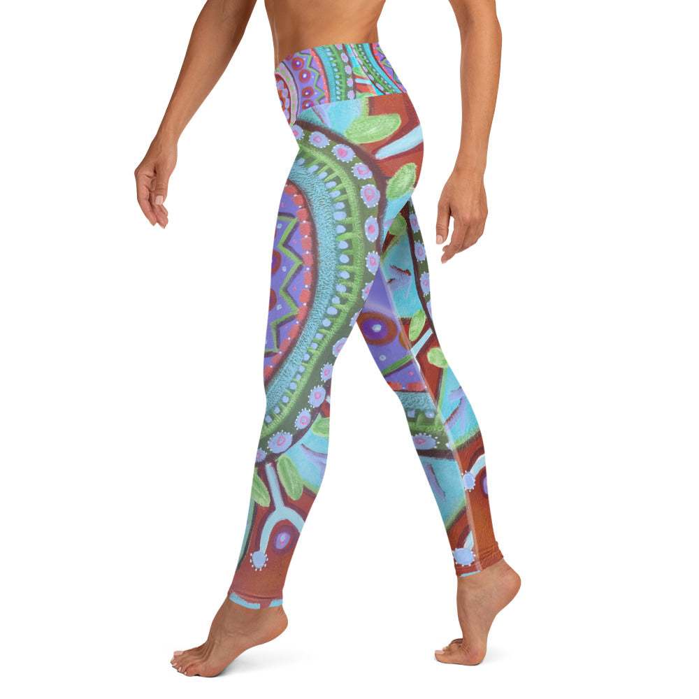 Mandala Turquoise | Women's Fine Art High-Waist Leggings