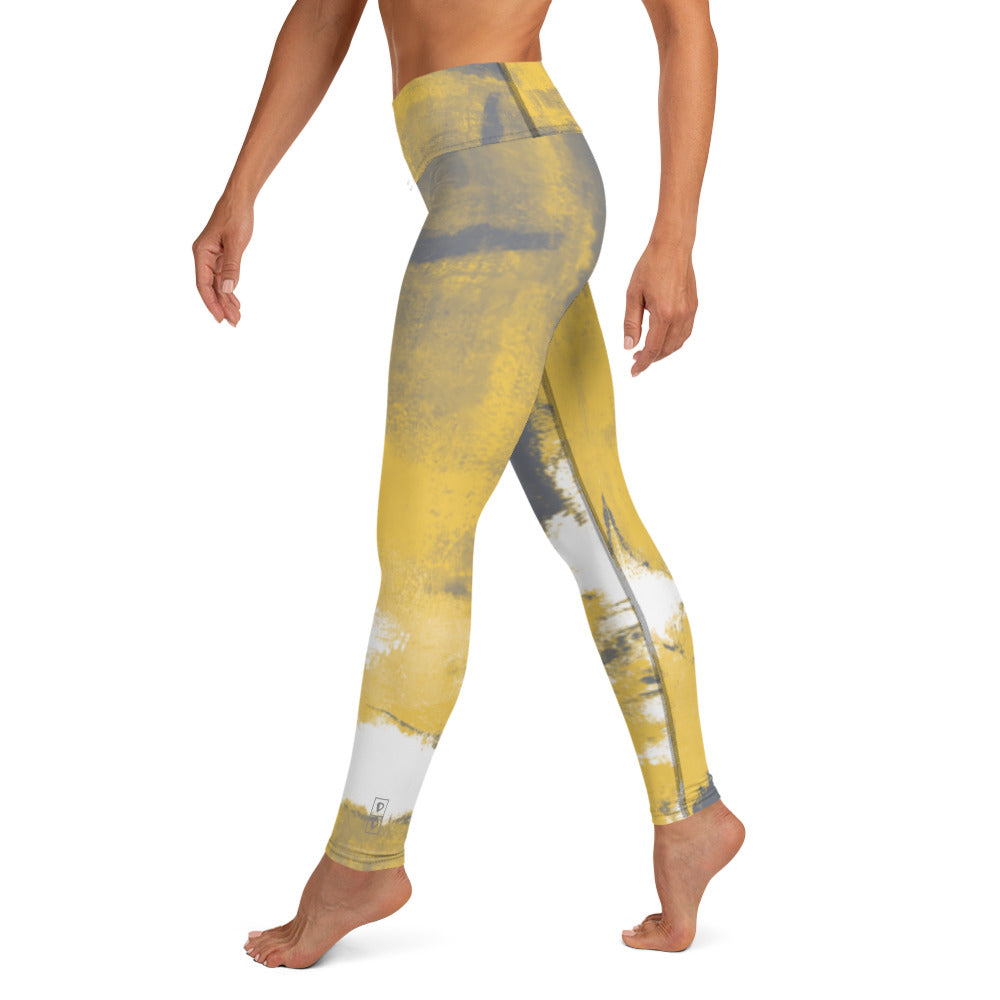 Buttery Smooth Summer Yellow Tie Dye Plus Size Leggings