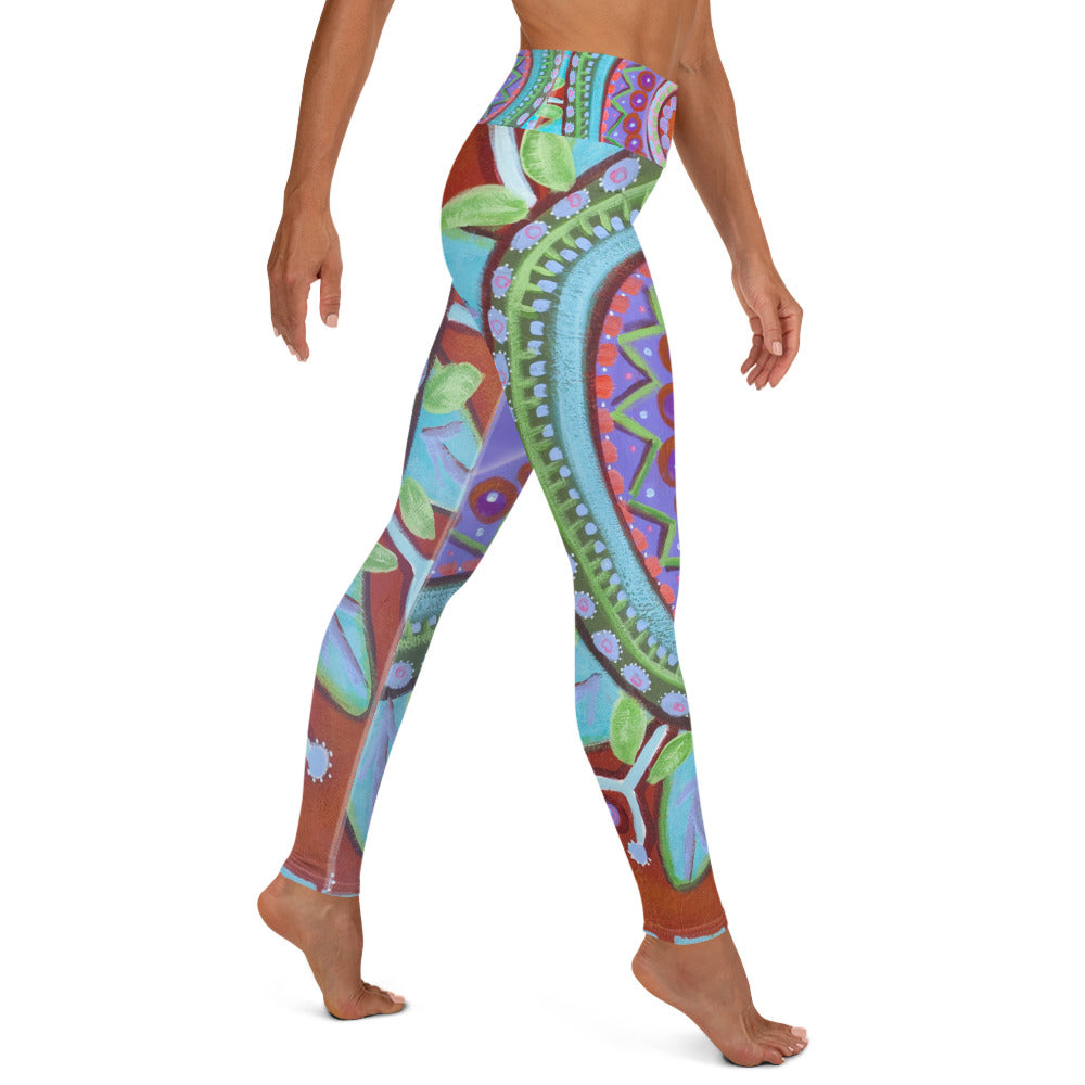Mandala Turquoise | Women's Fine Art High-Waist Leggings