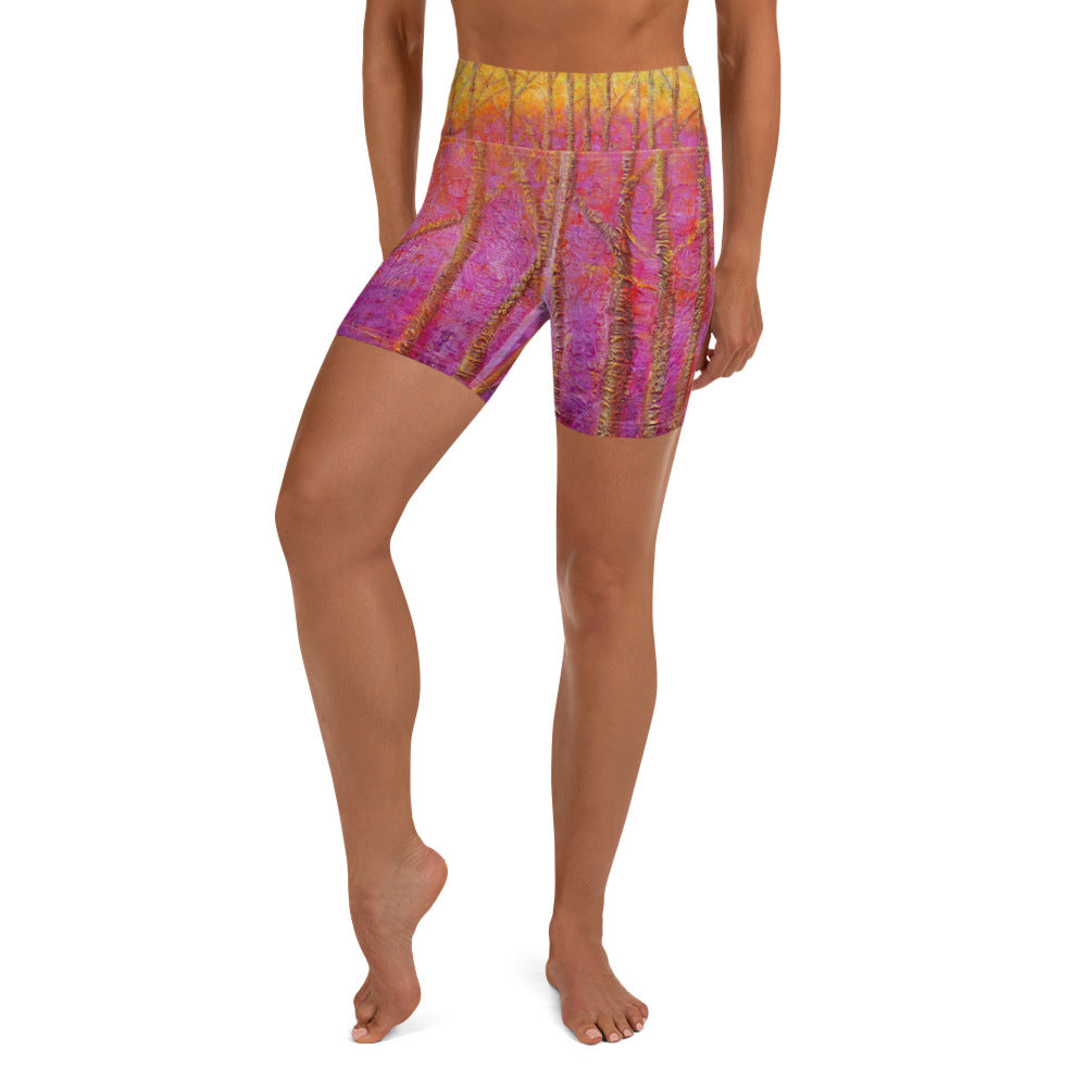 "Fuchsia Trees" Yoga Shorts