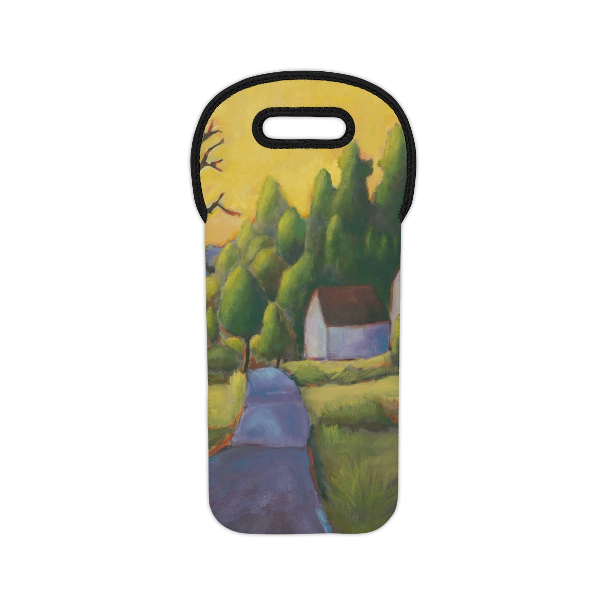 The Purple Road Wine Tote — Countryside Cottage Scenic Bottle Carrier