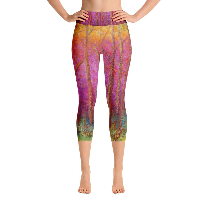 Fuchsia Trees | Women's Fine Art High-Waist Capris