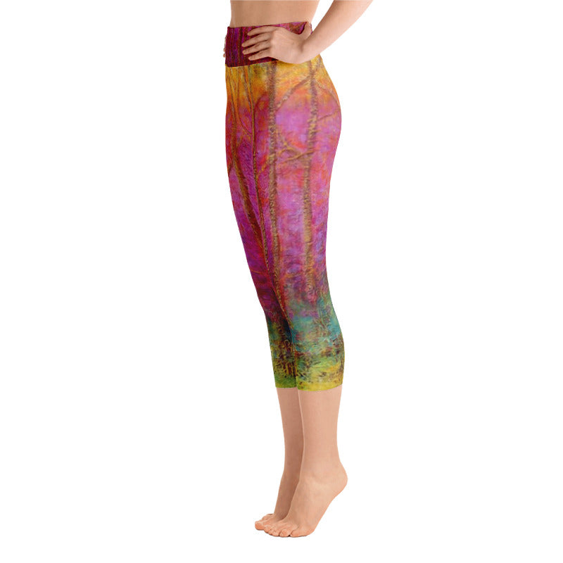 Fuchsia Trees | Women's Fine Art High-Waist Capris