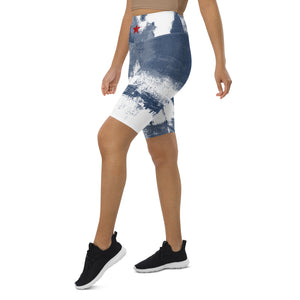 "Independence - Blue and White with Red Stars" Biker Shorts
