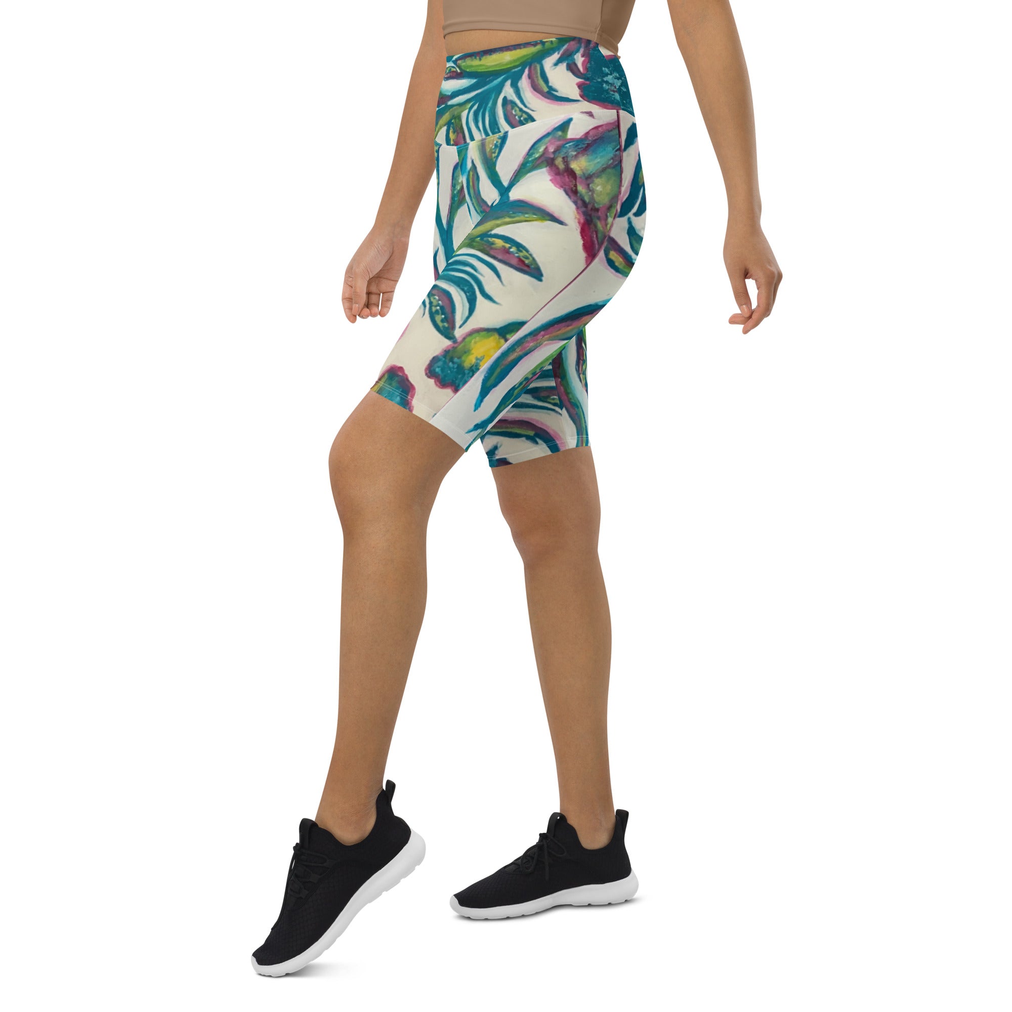 "Turquoise Flower" Biker Shorts