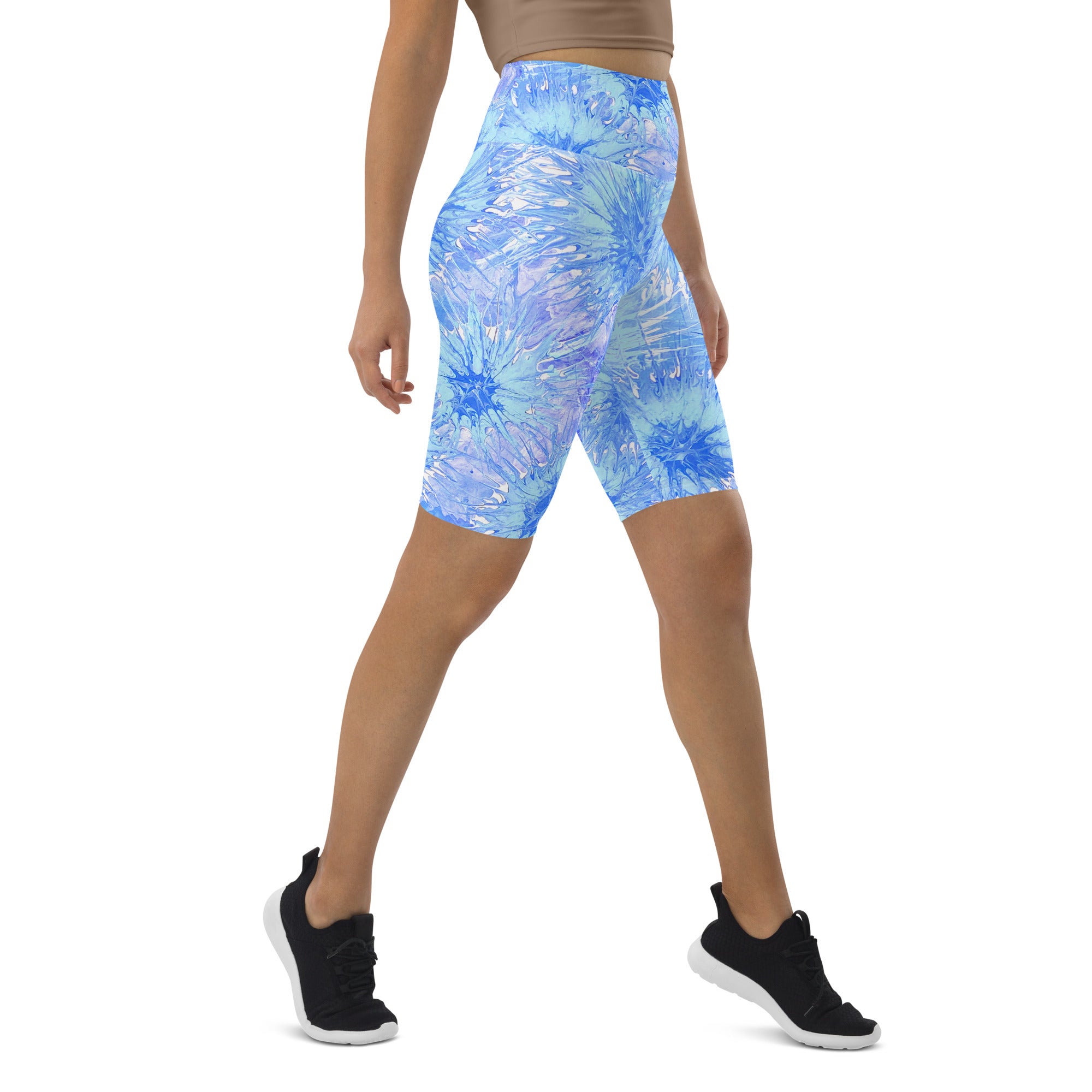 "Light Blue Splatter" Biker Shorts