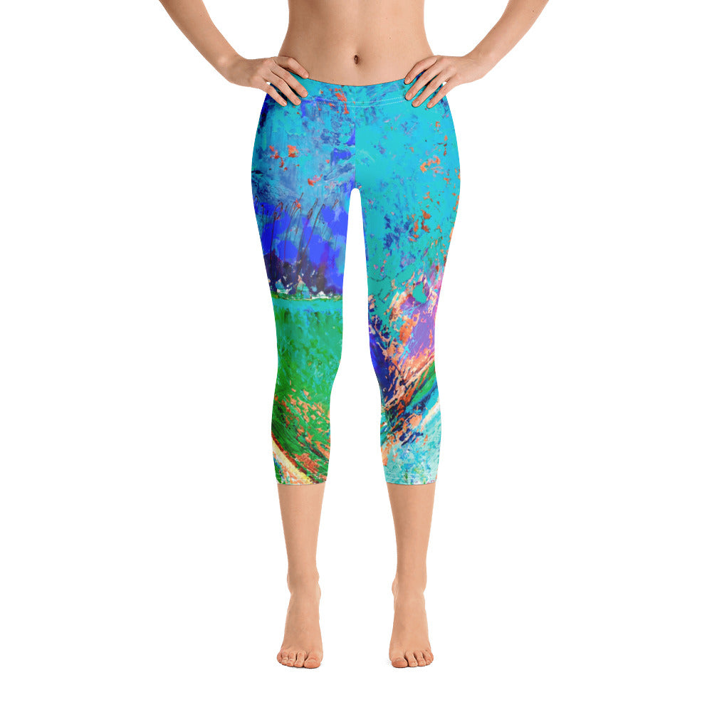 Coral Hearts | Women's Fine Art Regular-Waist Capris