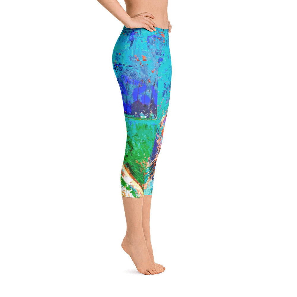 Coral Hearts | Women's Fine Art Regular-Waist Capris