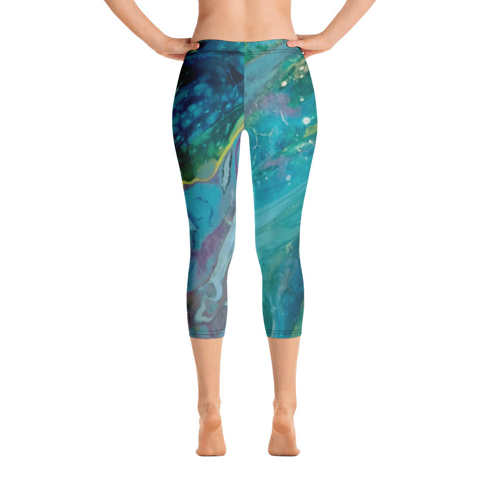 Fluid Dark Teal | Women's Fine Art Regular-Waist Capris