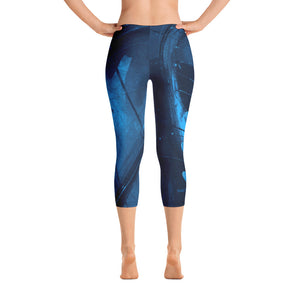 Heart of Color with Blue Hearts - Make A Wish | Women's Fine Art Regular-Waist Capris