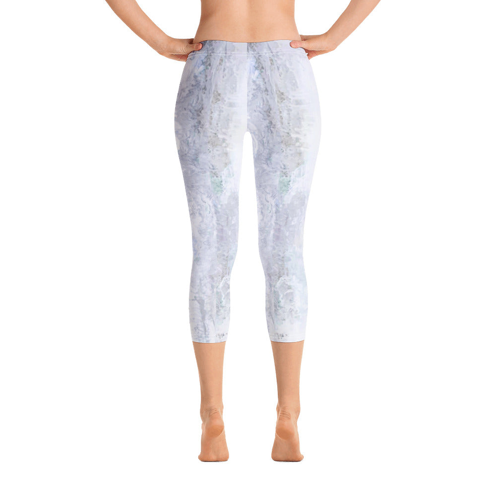 Grey Abstract - Spring Edition| Women's Fine Art Regular-Waist Capris