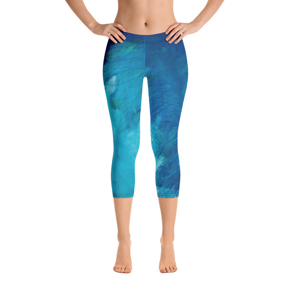 Blue Feather | Women's Fine Art Regular-Waist Capris