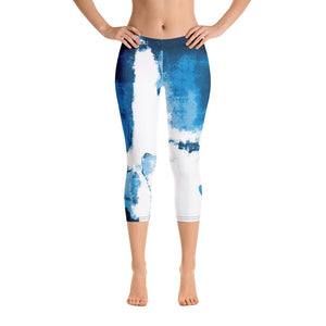 Abstract Woman with Blue Hearts Make-A-Wish | Women's Fine Art Regular-Waist Capris