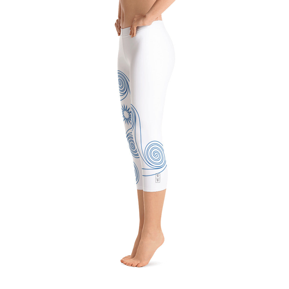 New College White with Blue Four Winds | Women's Fine Art Regular-Waist Capris