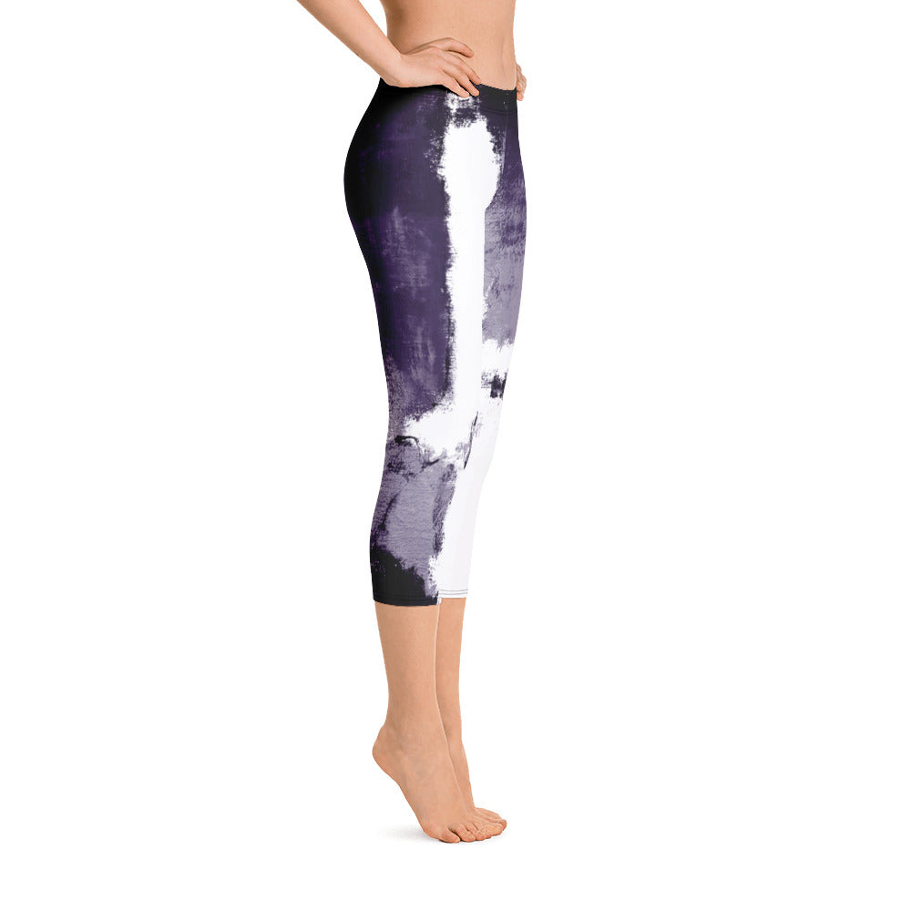 Abstract Woman Purple with Purple Butterflies | Women's Fine Art Regular-Waist Capris