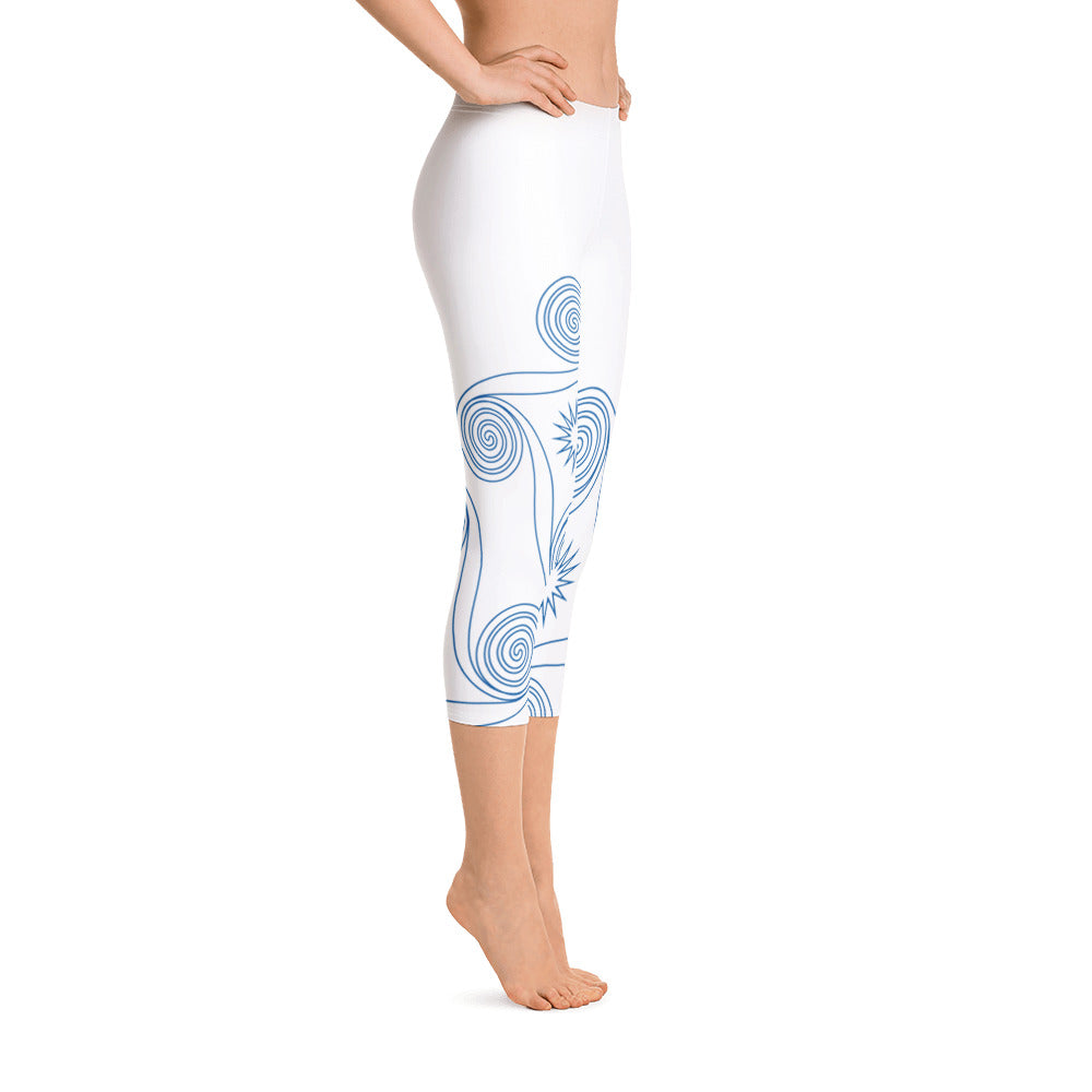 New College White with Blue Four Winds | Women's Fine Art Regular-Waist Capris