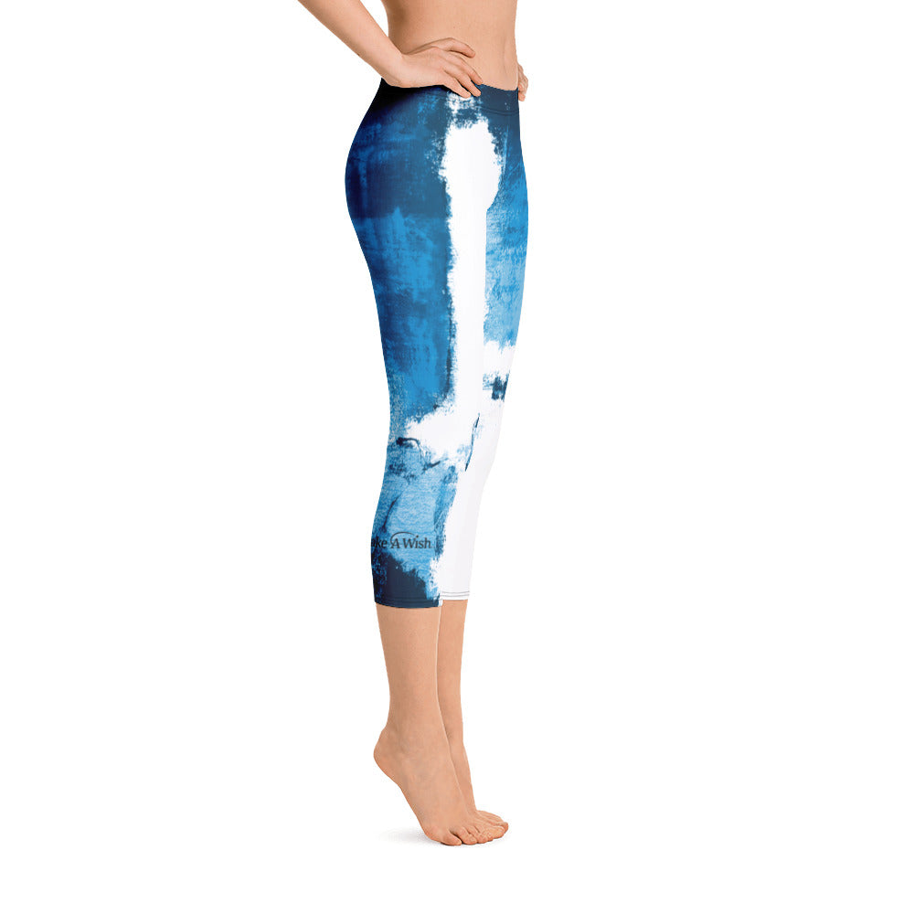 Abstract Woman with Blue Hearts Make-A-Wish | Women's Fine Art Regular-Waist Capris
