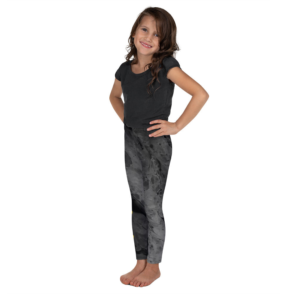 "Optimism - Fluid Dark Grey with Yellow Hearts" Kid's Leggings