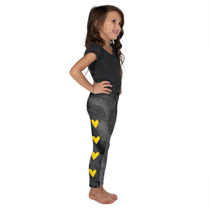 "Optimism - Fluid Dark Grey with Yellow Hearts" Kid's Leggings