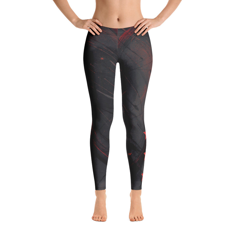 Heart of Color Black with Red Stars | Women's Fine Art Regular-Waist Leggings