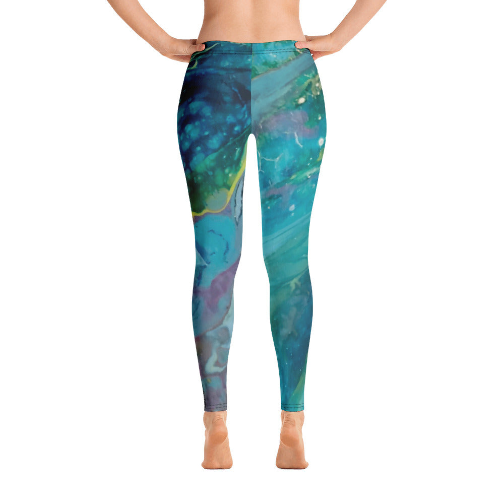 Fluid Dark Teal | Women's Fine Art Regular-Waist Leggings