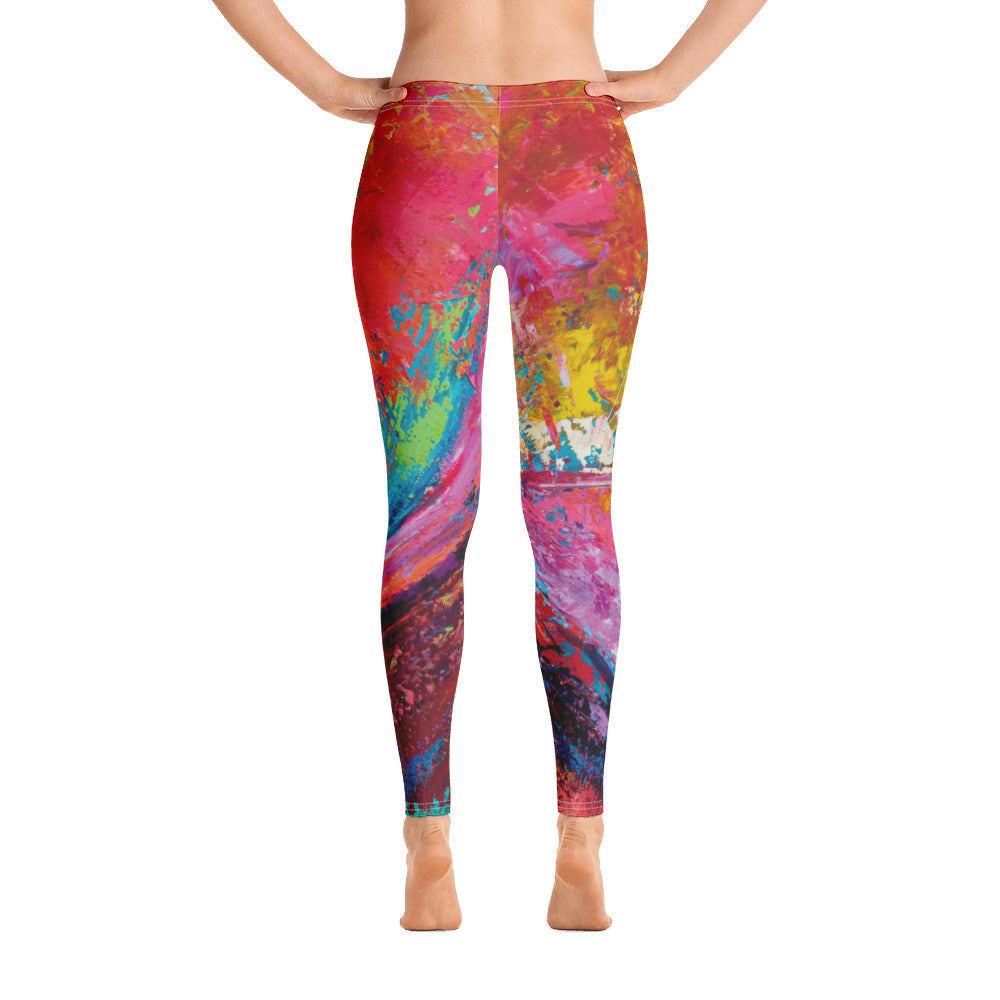 Coral Hearts | Women's Fine Art Regular-Waist Leggings