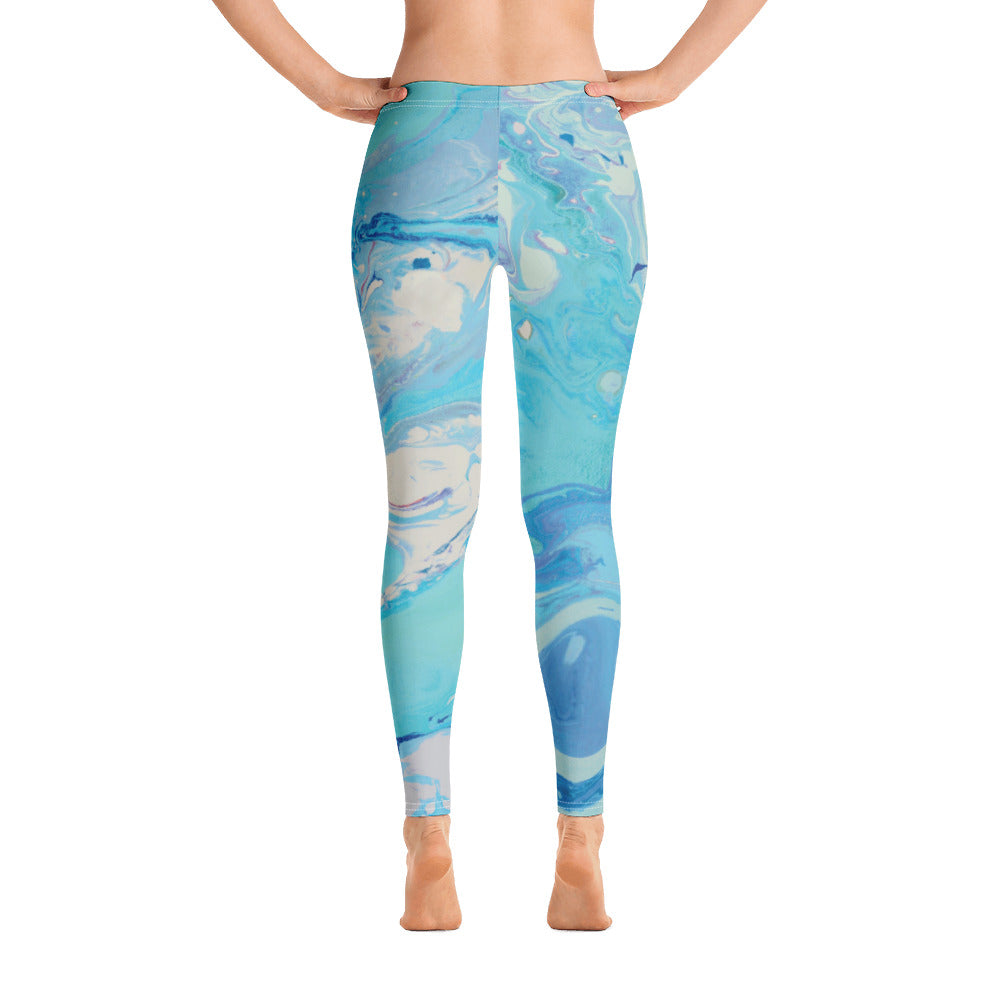 Fluid Light Blue and Grey | Women's Regular-Waist Leggings