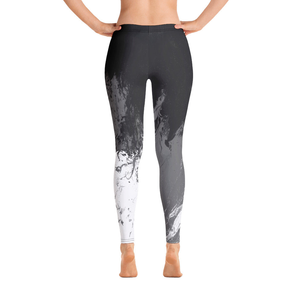 Fluid Mahogany Grey and White | Women's Fine Art Regular-Waist Leggings