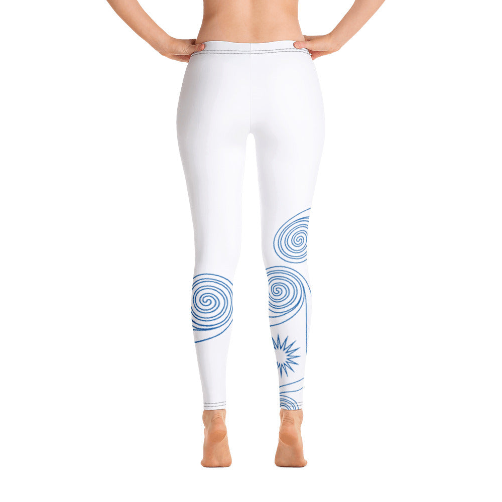 New College White with Blue Four Winds | Women's Fine Art Regular-Waist Leggings