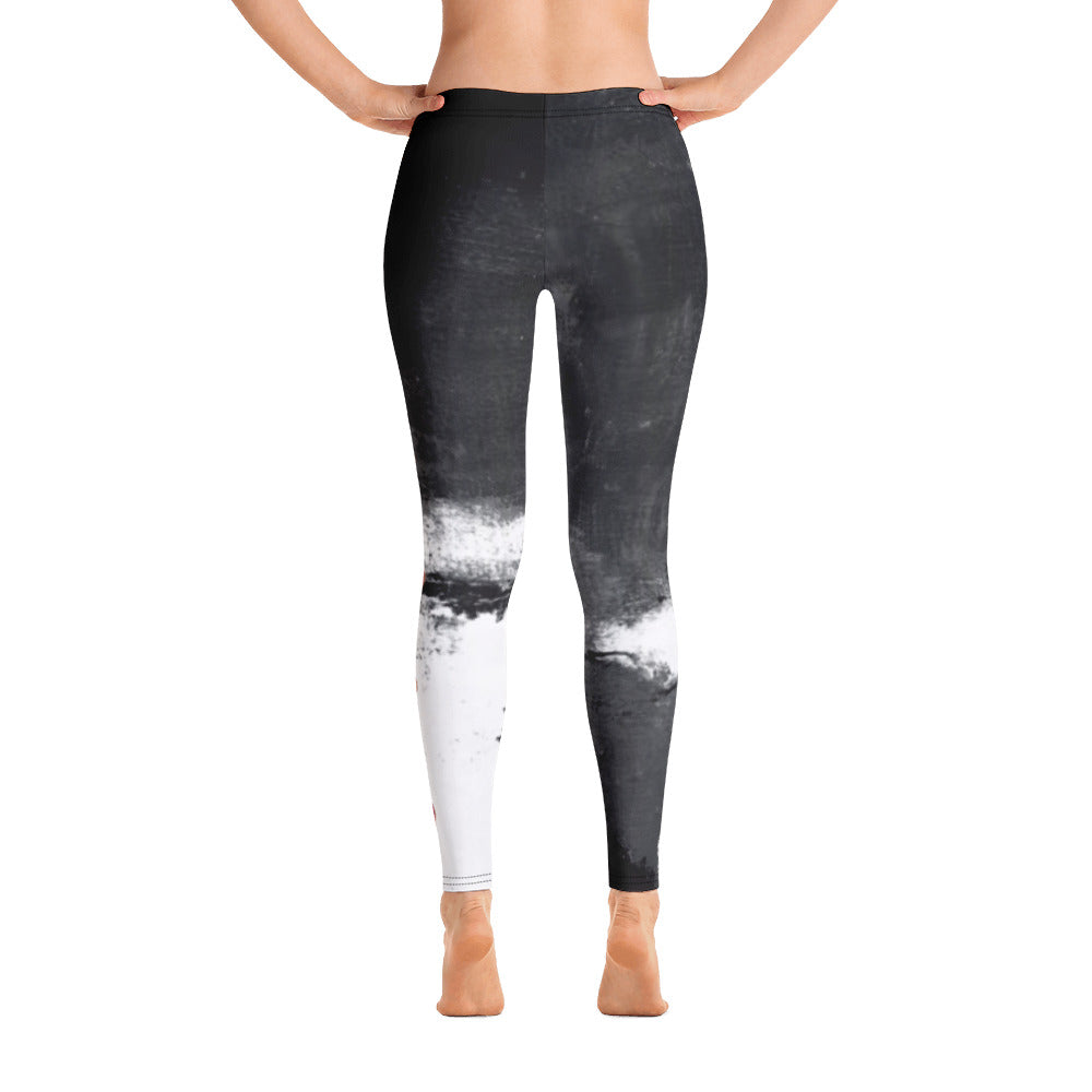 Abstract Woman Black and White with Hearts | Women's Fine Art Regular-Waist Leggings