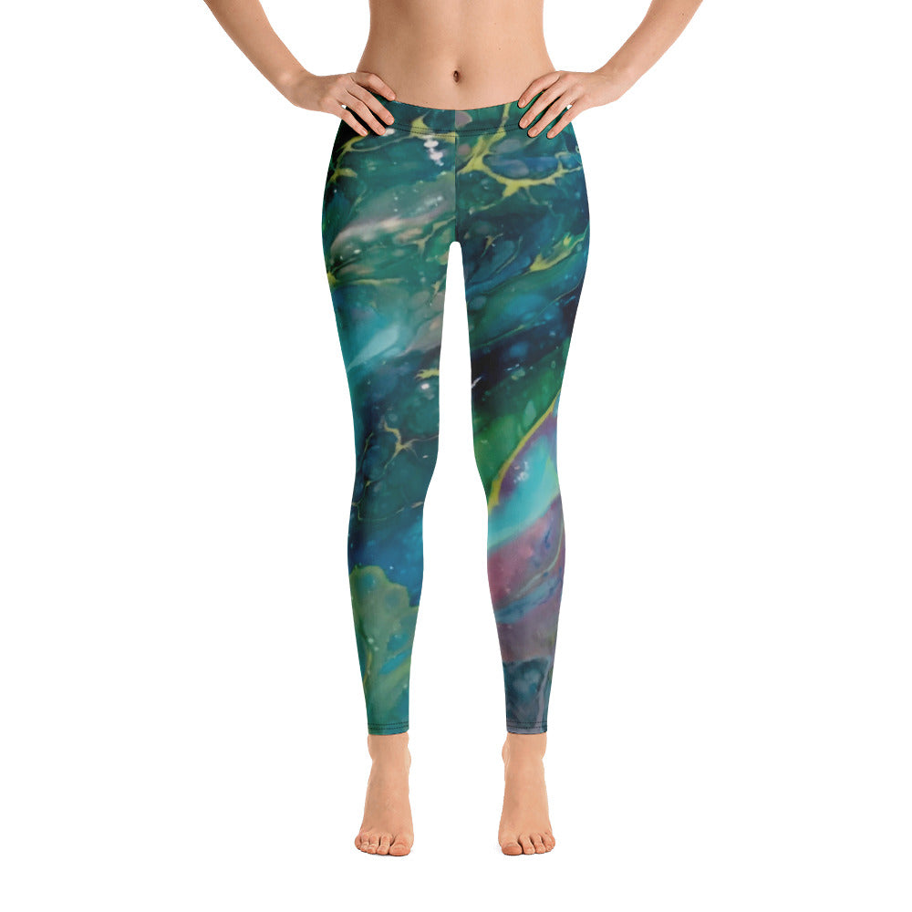 Fluid Dark Teal | Women's Fine Art Regular-Waist Leggings