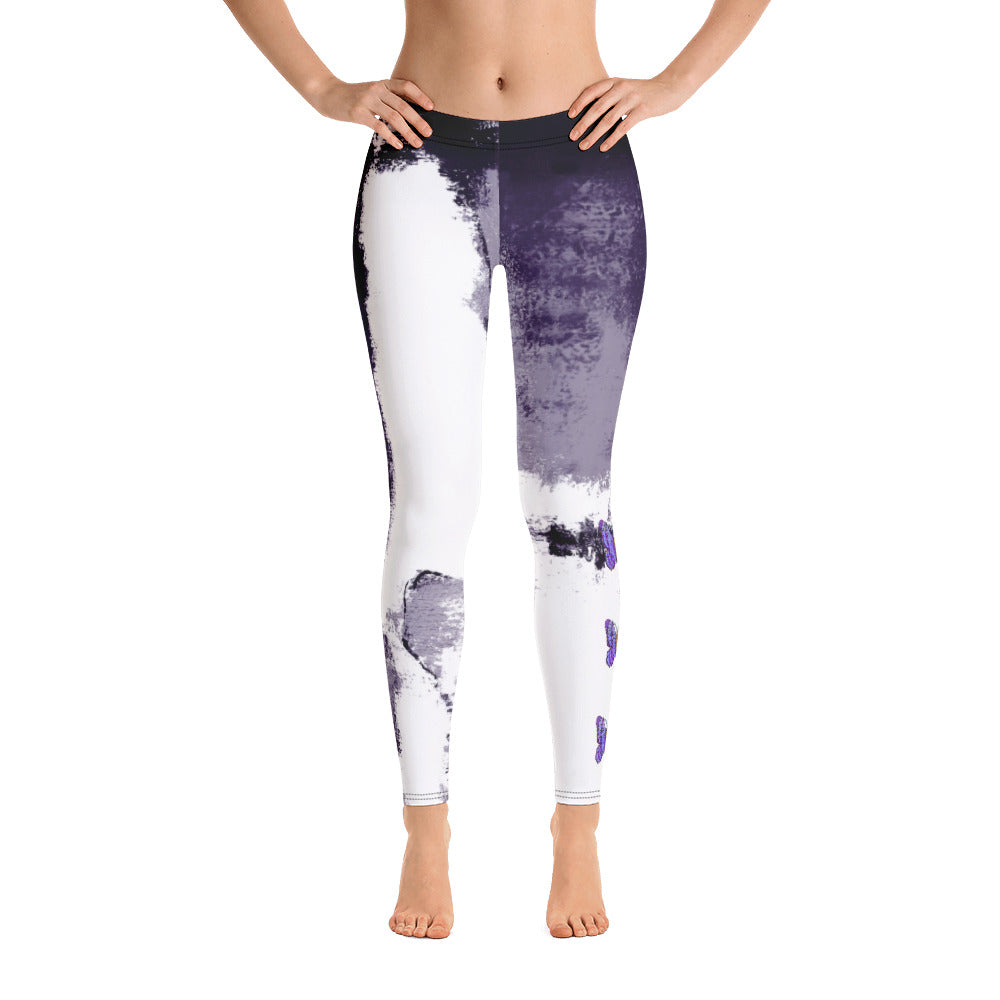 Abstract Woman Purple with Purple Butterflies | Women's Fine Art Regular-Waist Leggings