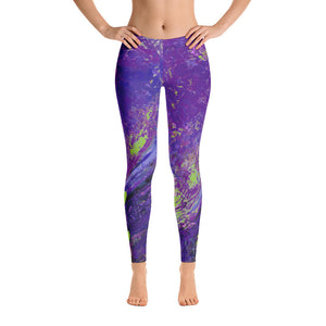 Coral Heart Purple and Lime with Green Hearts SFG | Women's Fine Art Regular-Waist Leggings