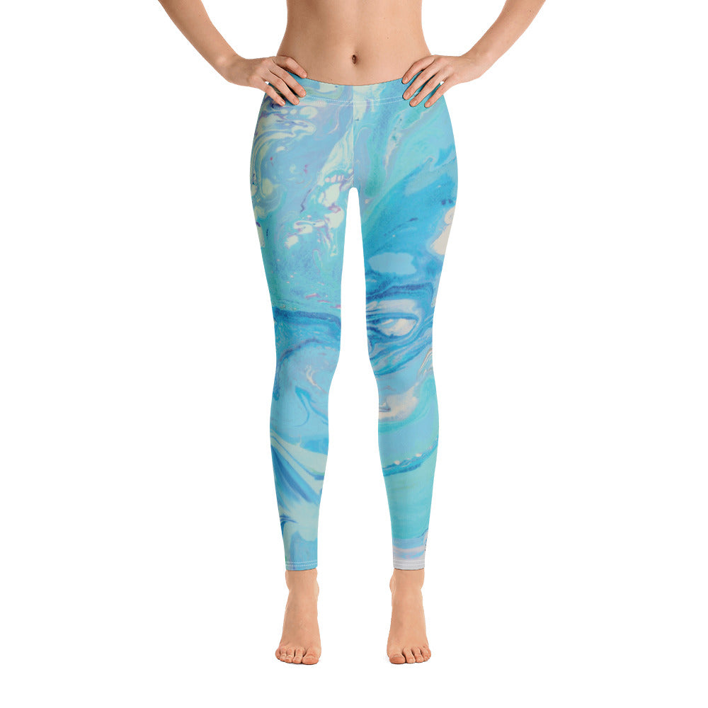 Fluid Light Blue and Grey | Women's Regular-Waist Leggings