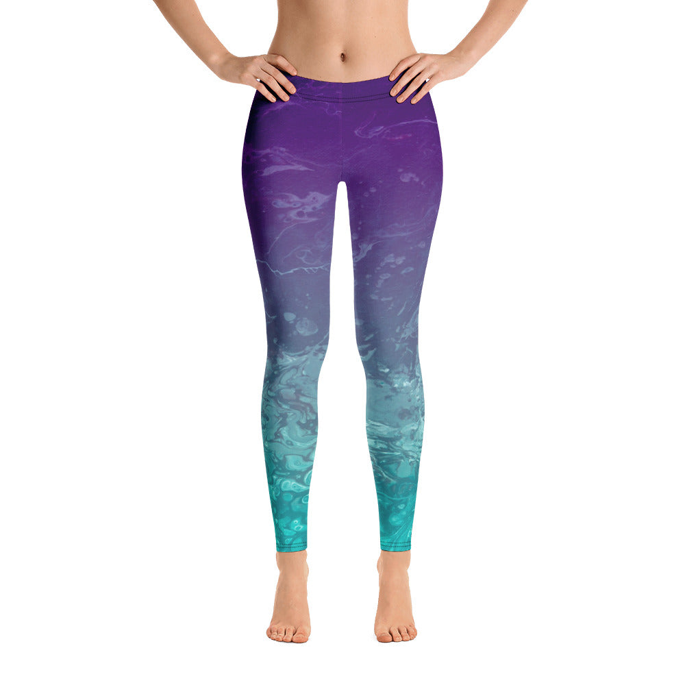 Fluid Ombre Teal & Purple | Women's Fine Art Regular-Waist Leggings