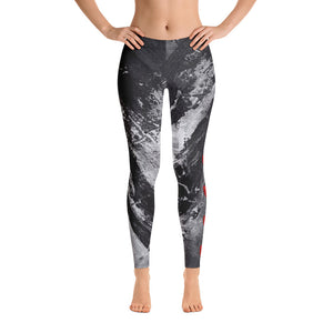 Heart Explosion Noir with Red Hearts | Women's Fine Art Regular-Waist Leggings