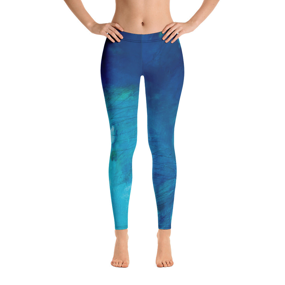 Blue Feather | Women's Fine Art Regular-Waist Leggings