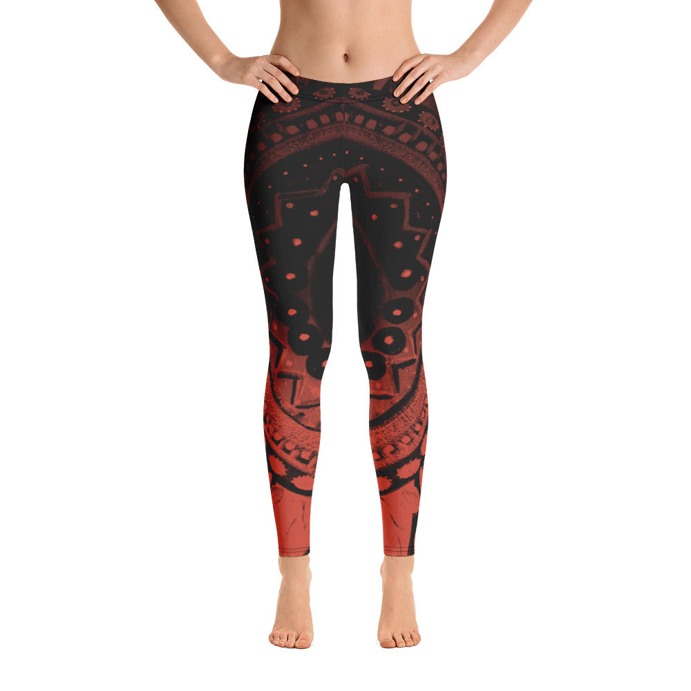 Mandala Rust  Women's Fine Art Regular-Waist Leggings – Debbie