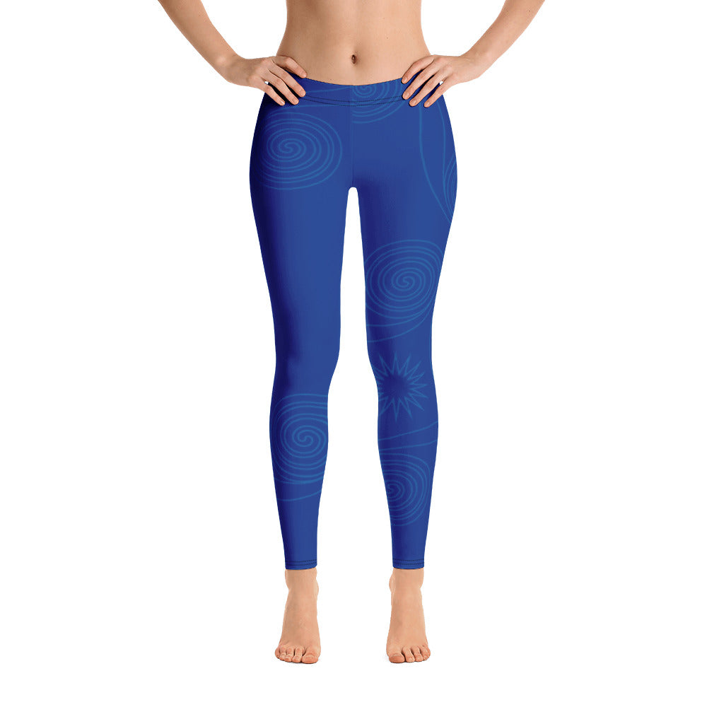 New College Blue with Blue Four Winds | Women's Fine Art Regular-Waist Leggings