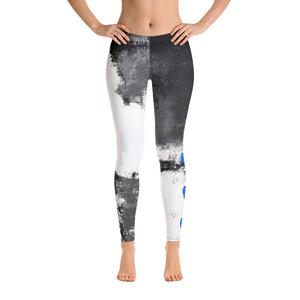 Abstract Woman Black and White with Hearts | Women's Fine Art Regular-Waist Leggings