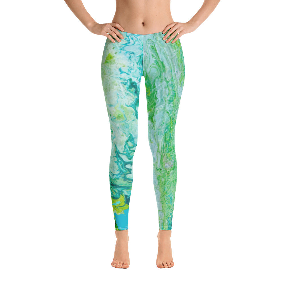 Fluid Greens - Spring Edition | Women's Fine Art Regular-Waist Leggings