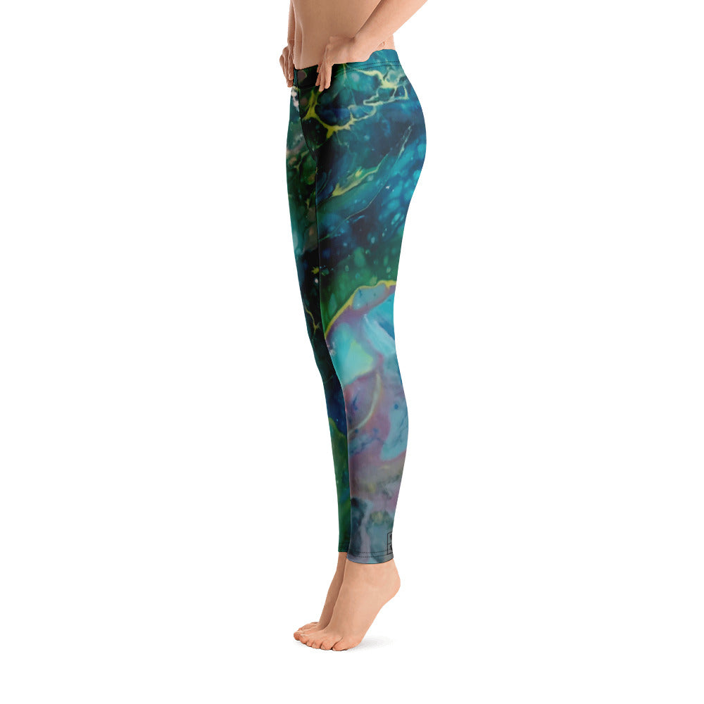 Fluid Dark Teal | Women's Fine Art Regular-Waist Leggings