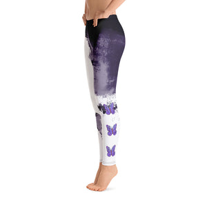 Abstract Woman Purple with Purple Butterflies | Women's Fine Art Regular-Waist Leggings