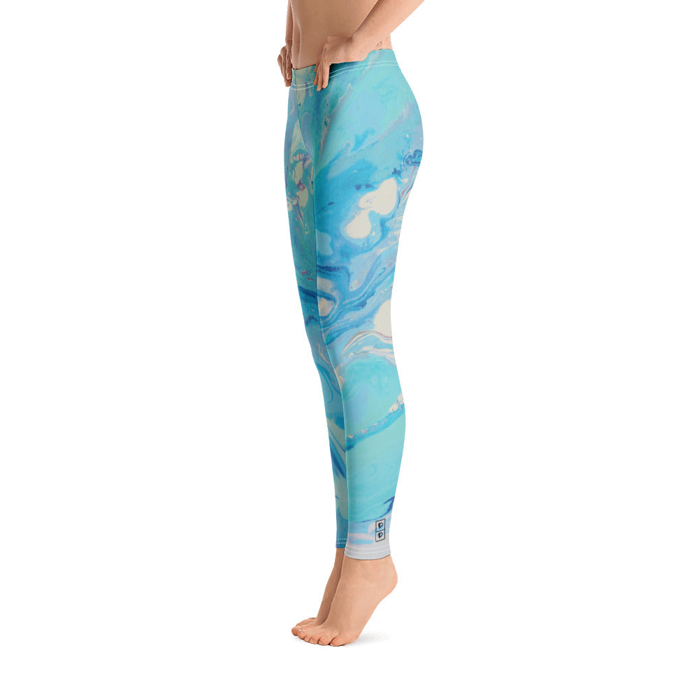 Fluid Light Blue and Grey | Women's Regular-Waist Leggings