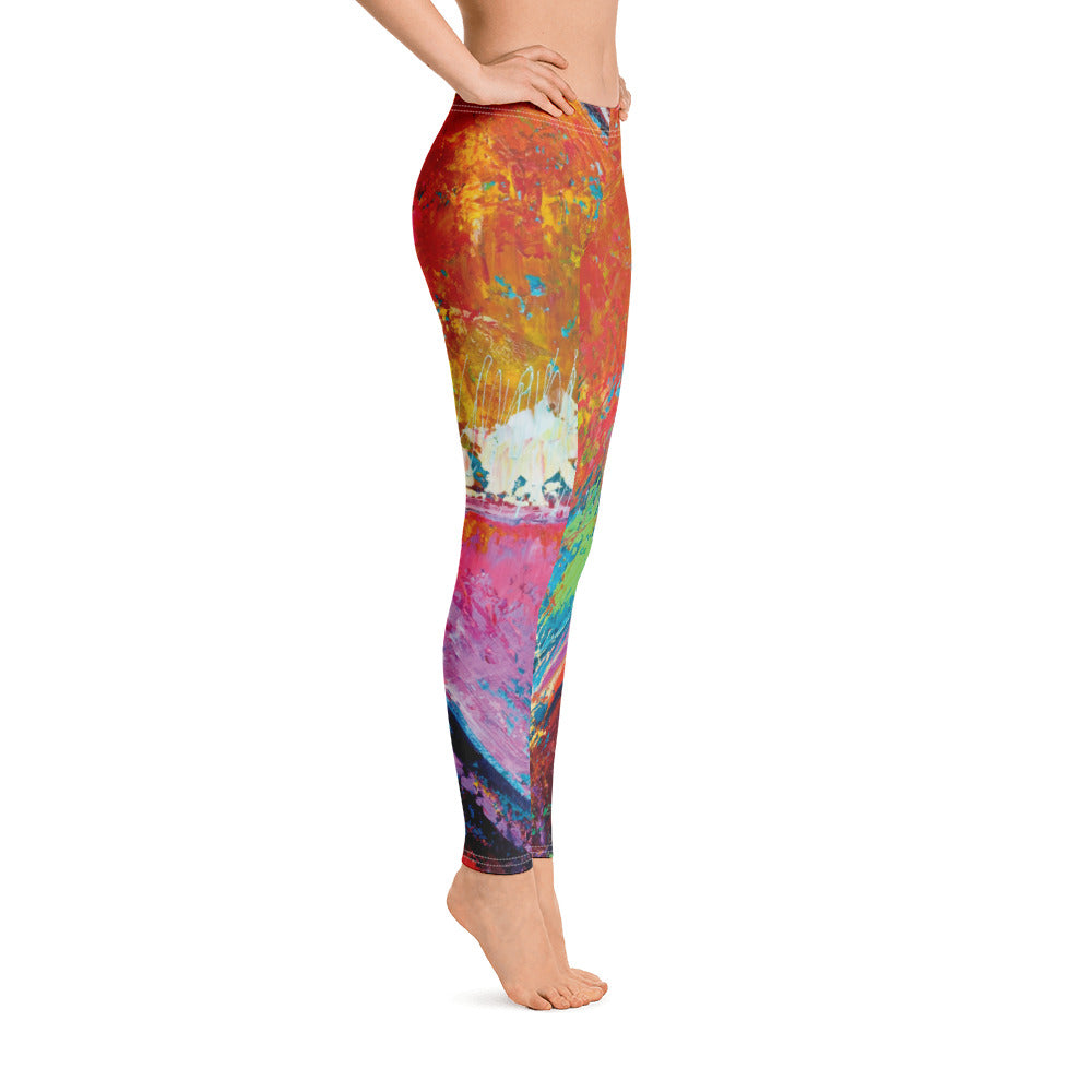 Coral Hearts | Women's Fine Art Regular-Waist Leggings