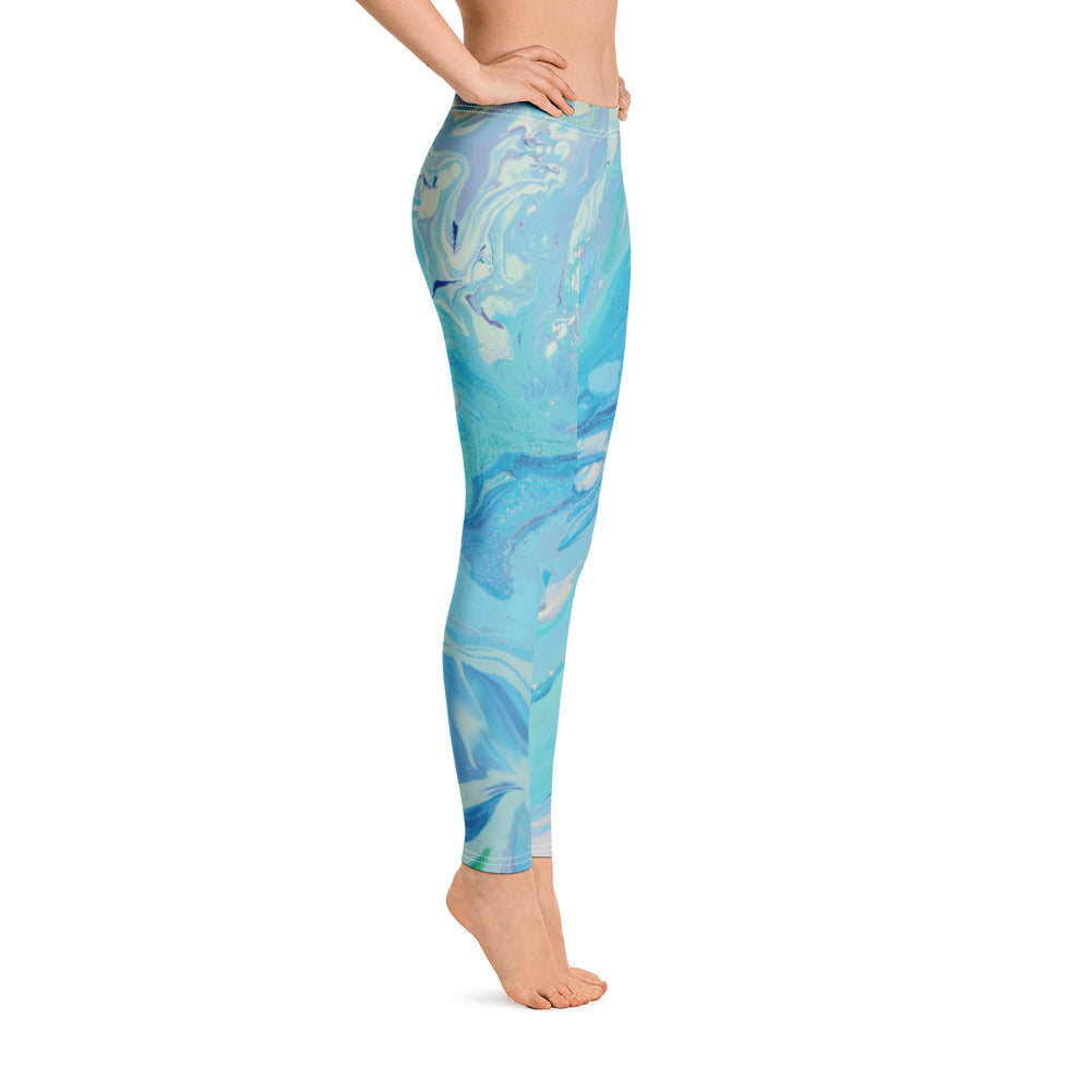 Fluid Light Blue and Grey | Women's Regular-Waist Leggings