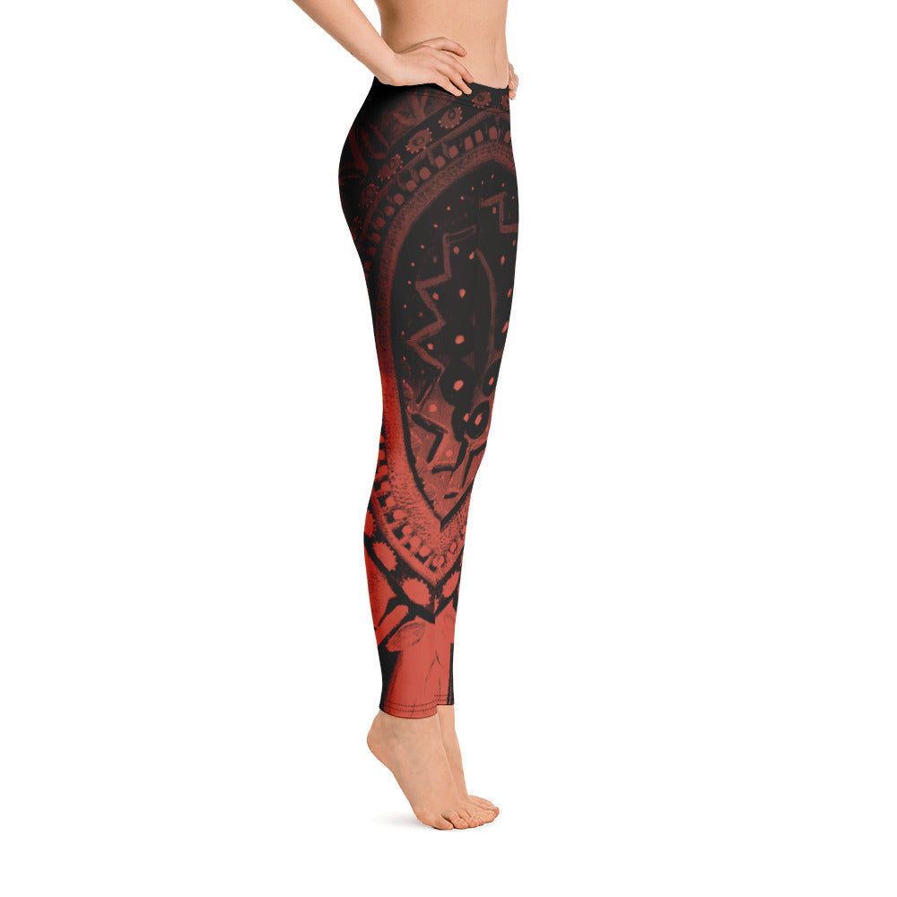 Mandala Rust | Women's Fine Art Regular-Waist Leggings