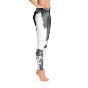 Abstract Woman Black and White with Hearts | Women's Fine Art Regular-Waist Leggings