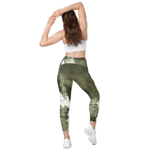Abstract Woman Very Peri and Olive | Women's Fine Art High-Waist Leggings