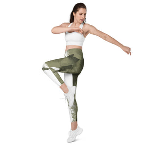 Abstract Woman Very Peri and Olive | Women's Fine Art High-Waist Leggings